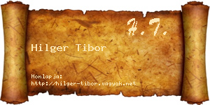 Hilger Tibor névjegykártya